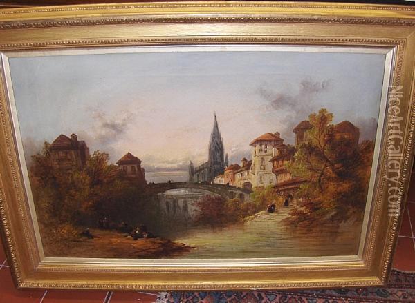 Continental Town Scene Oil Painting - Henry John Foley