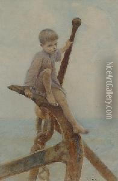 A Young Boy At Sea Oil Painting - Hector Caffieri