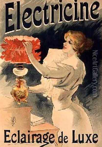 Reproduction of a poster advertising Electricine Luxury Lighting Oil Painting - Lucien Lefevre