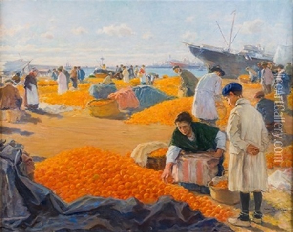 Mercado De Taronges Oil Painting - Arcadi Mas y Fondevila