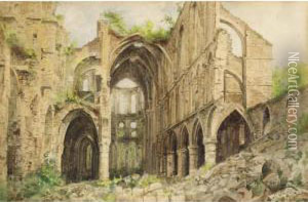 Church Ruins Oil Painting - Joseph Tonneau