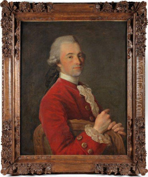 Portrait D'un Gentilhomme A La Veste Rouge Toile Oil Painting - Etienne Aubry
