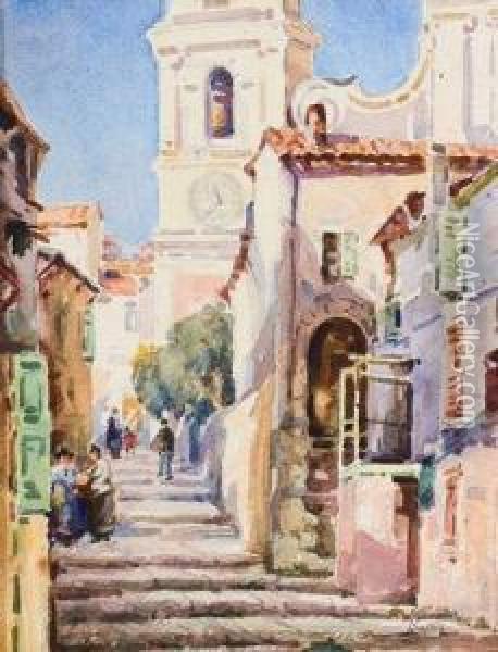Ruelle A Saint Tropez. Oil Painting - Fernand Salkin