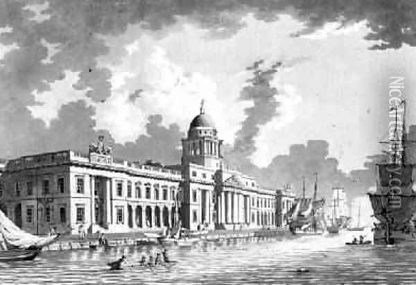 The Custom House Dublin 1792 Oil Painting - James Malton