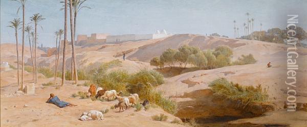 Desert View Near Cairo Oil Painting - Frederick Goodall