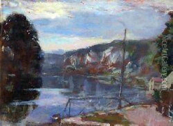 The Seine Near Les Andelys Oil Painting - Alexander Ignatius Roche