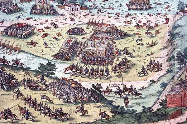 The Battle of Moncontour, 3rd October 1569 Oil Painting - Tortorel, J. Perrissin, J. J. &