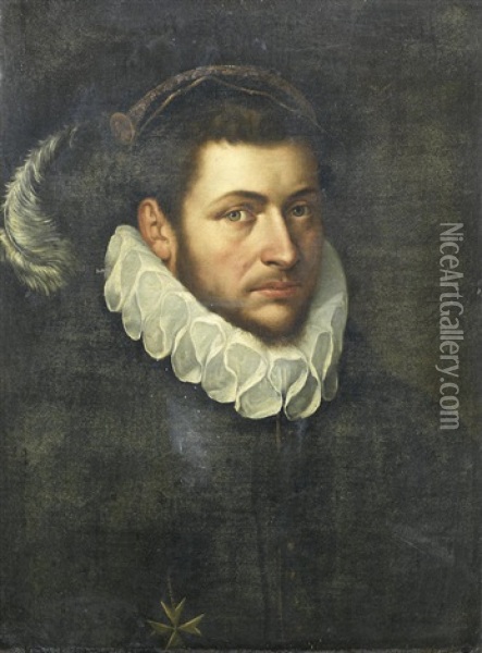 Portrait Of A Knight Of Malta, Half-length, In Black Costume Oil Painting - Frans Pourbus the younger