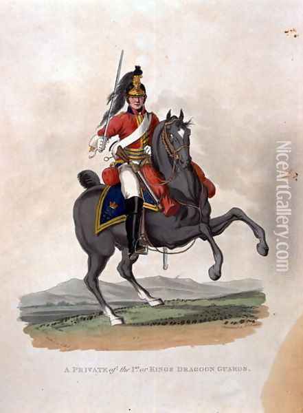 A Private of the 1st, or Kings Dragoon Guards, from Costumes of the Army of the British Empire, according to the last regulations 1812, engraved by J.C. Stadler, published by Colnaghi and Co. 1812-15 Oil Painting - Charles Hamilton Smith