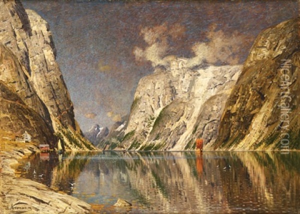 Paysage De Fjord Oil Painting - Adelsteen Normann