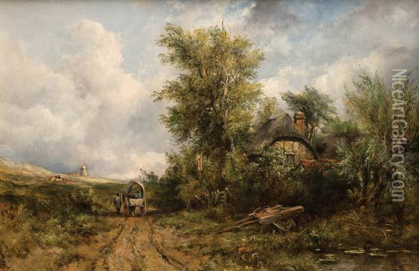 Along A Country Road Oil Painting - Frederick Waters Watts