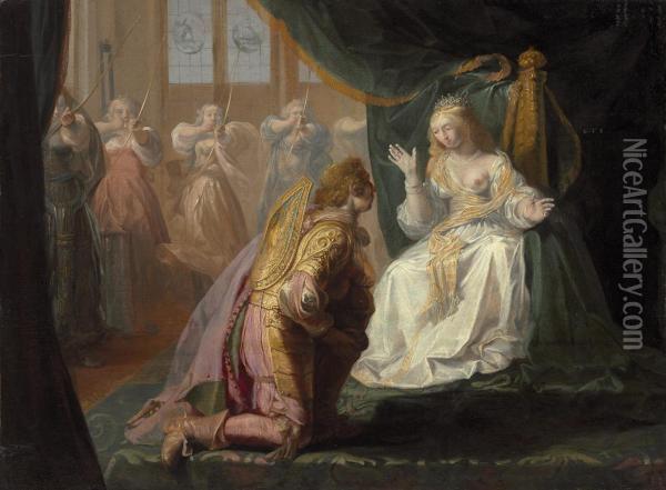 Theseus Proposing Marriage To Phaedra Oil Painting - Nikolaus Knupfer