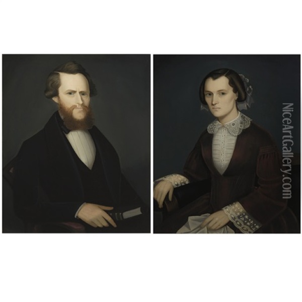 Henry Sisson And Lucy A. Howe Sisson (2 Works) Oil Painting - Ammi Phillips