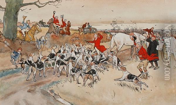 Fallowfield Hunt: The Death Oil Painting - Cecil Charles Aldin