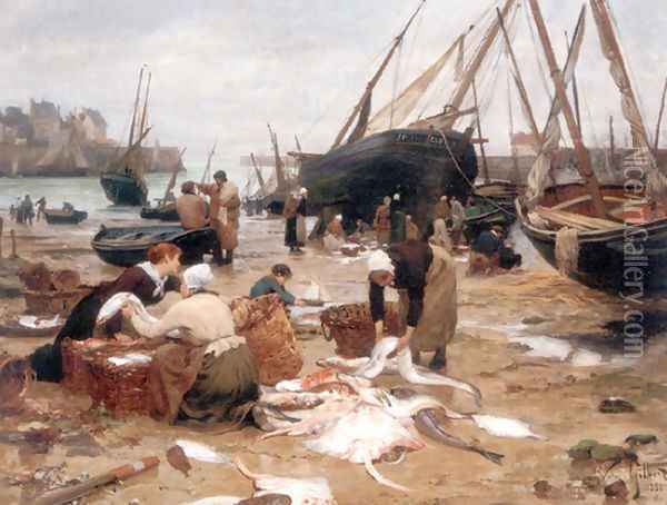 Sorting the Fish Oil Painting - Victor-Gabriel Gilbert