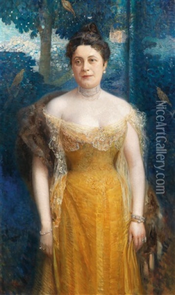 Portrait Of Louise Dobner Von Dobenau Oil Painting - Eduard Veith