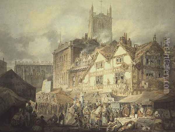 High Green, Queen Square, Wolverhampton, 1795 Oil Painting - Joseph Mallord William Turner