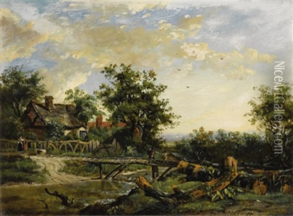 View Of Hampshire (+ Another; Pair) Oil Painting - Patrick Nasmyth