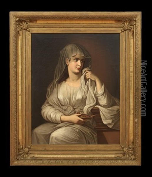 Portrait Of A Lady As A Vestal Virgin Oil Painting - Angelika Kauffmann