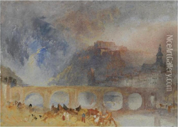 View Of Givet, On The Meuse, South Of Dinant Oil Painting - Joseph Mallord William Turner