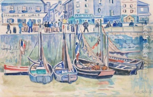 Honfleur,le Port Oil Painting - Henri Lienard De Saint-Delis