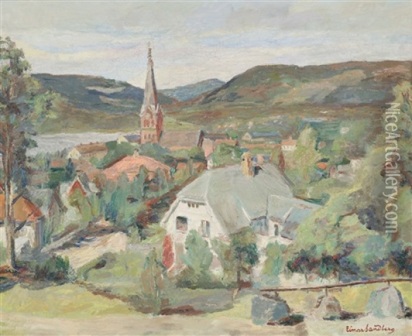 Utsikt Over Lillhammer Oil Painting - Einar Sandberg