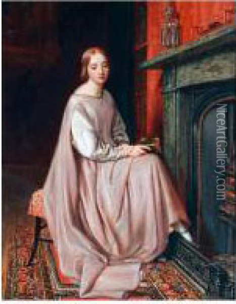 Fireside Thoughts Oil Painting - Charles West Cope