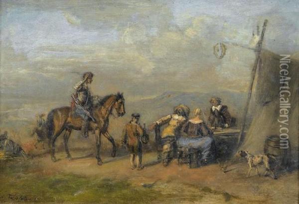 Der Meldereiter Oil Painting - Alfred Ritter von Malheim Friedlander