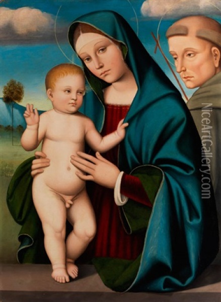 Madonna Mit Dem Kind Und Dem Heiligen Franziskus Oil Painting - Francesco Francia