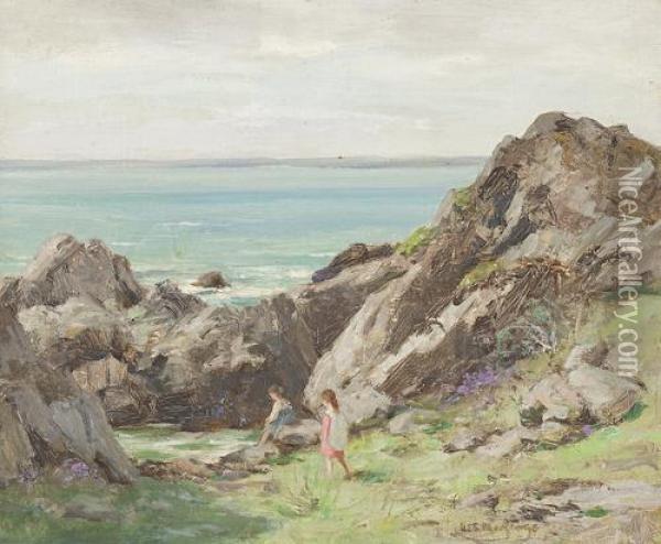 Children Playing On Rocks Oil Painting - William Stewart MacGeorge