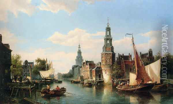 The Montelbaans Tower, Amsterdam Oil Painting - Cornelis Christiaan Dommelshuizen