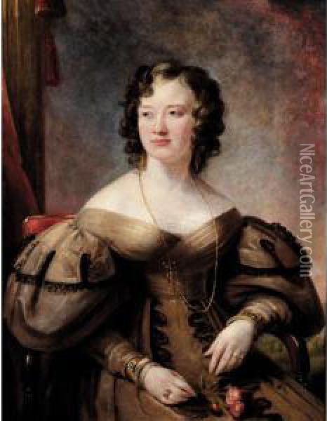 Portrait Of A Lady, Possibly Lady Lewin Oil Painting - Margaret Sarah Carpenter