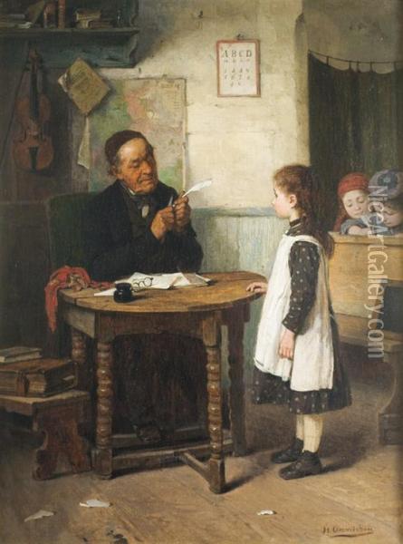 A School Examination Oil Painting - Hugo Oehmichen
