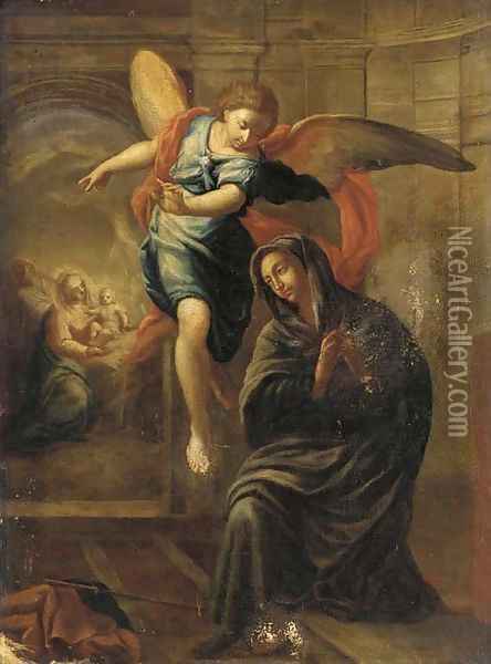 The Annunciation Oil Painting - Domenico Piola