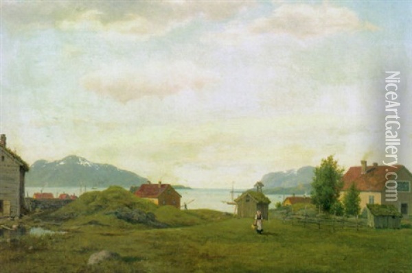 Taloja Rannalla Oil Painting - Oskar Conrad Kleineh