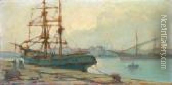 Barche All'ormeggio Oil Painting - Renuccio Renucci