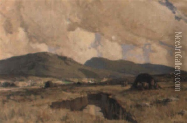 Carrying Turf, Donegal Oil Painting - James Humbert Craig