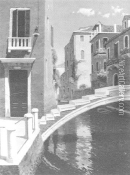 Puente Sobre Canal En Venecia Oil Painting - Antonio Rizzi