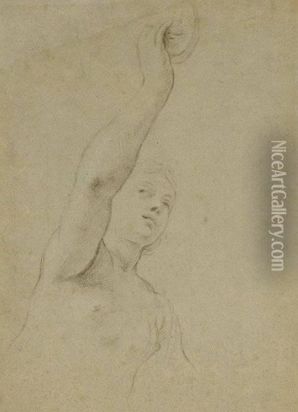 Weiblicher Akt Mit Erhobenem Rechten Arm Oil Painting - Domenico Maria Canuti