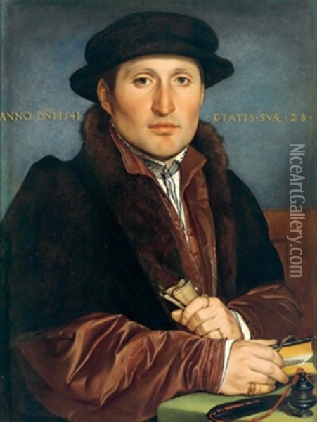 Bildnis Eines Jungen Kaufmanns (der Nurnberger Patrizier Hans Von Muffel?) Oil Painting - Hans Holbein the Younger