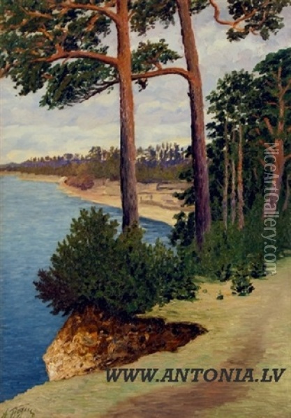 Daugava River At Beaver Street Oil Painting - Arnold Tigins