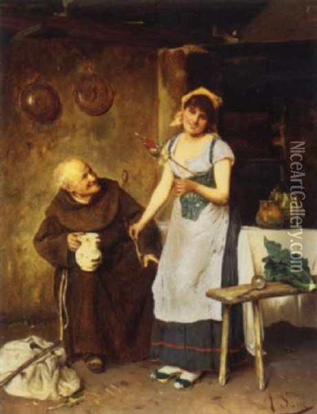 The Monk And The Maiden Oil Painting - Alessandro Sani