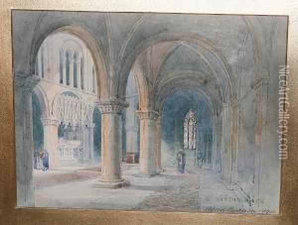 Interior Of St Bartholomews Oil Painting - Alfred Edward Parkman