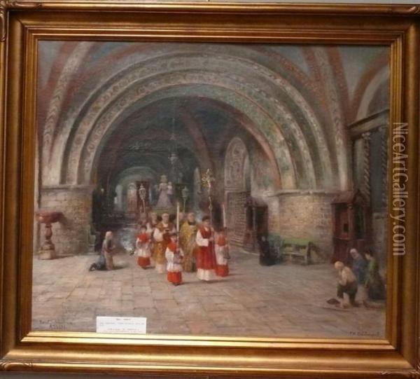 Sakral Procession. Oil Painting - Frans Wilhelm Odelmark