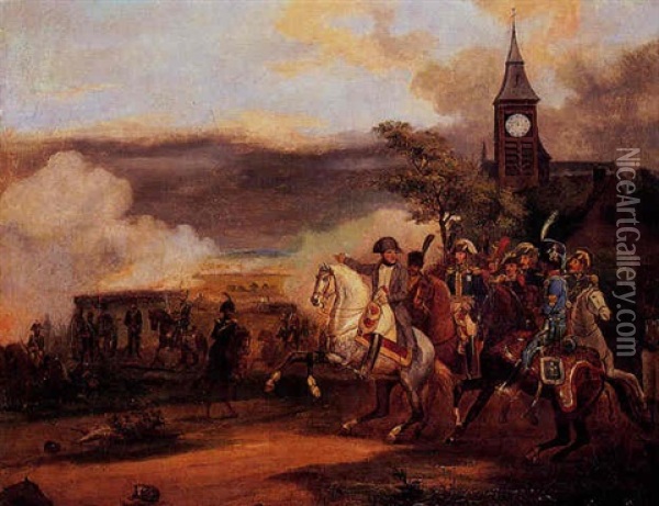 Napoleon Con Sus Tropas Oil Painting - Louis Debras