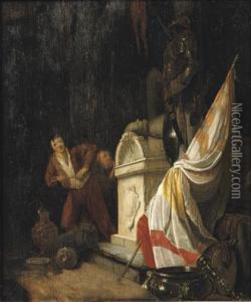 An Allegory Of Vanitas: The Desecration Of A Tomb Oil Painting - Willem De Poorter