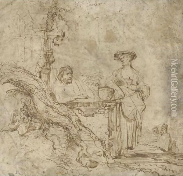 Christ And The Woman Of Samaria Oil Painting - Govert Teunisz. Flinck