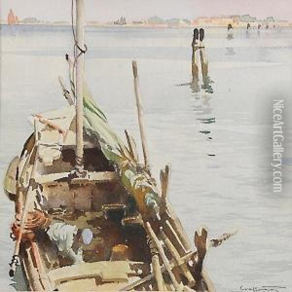 Pescatore Al Largo Di Venezia Oil Painting - Aurelio Craffonara