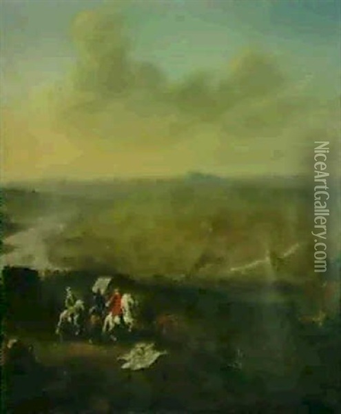 Louis Xiv Und Sein Feldherr Vor Einem Schlachtfeld Oil Painting - Adam Frans van der Meulen