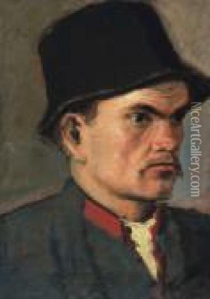 Boy Wearing A Hat (portrait Of A Man) Oil Painting - Laszlo Mednyanszky